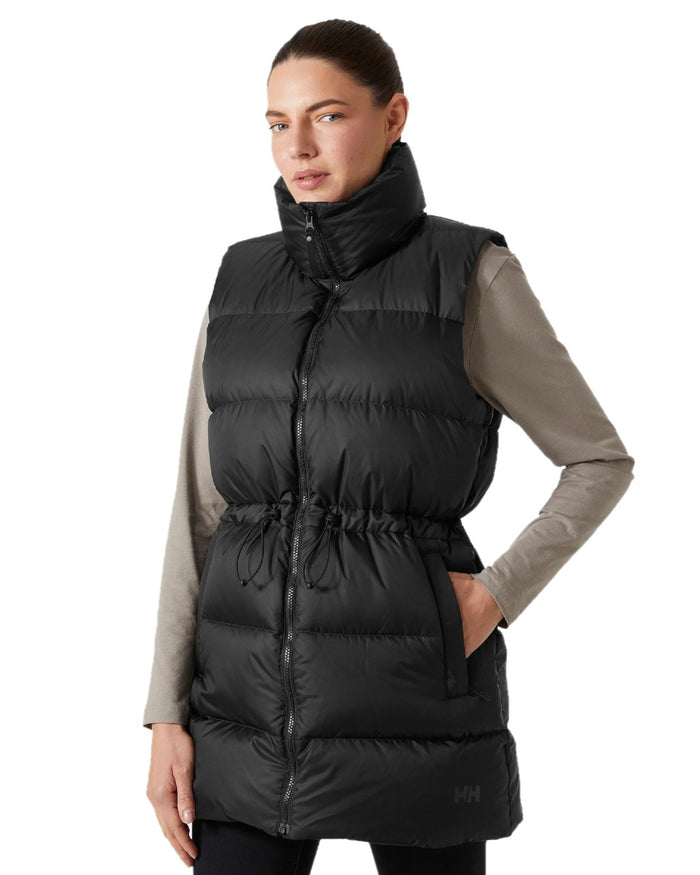 Black Coloured Helly Hansen Womens Essence Down Vest on white background #colour_black