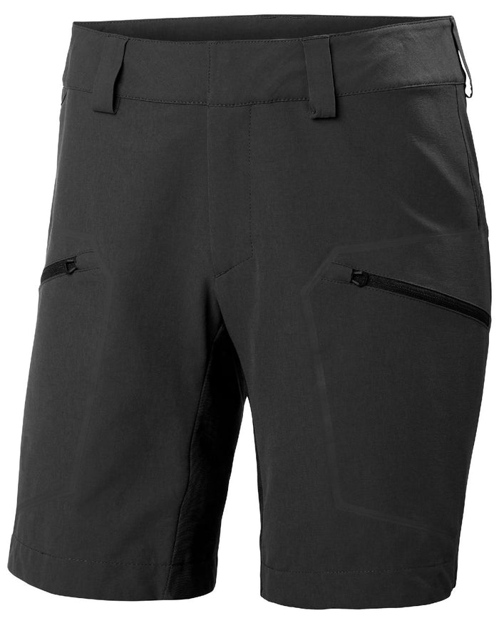 Ebony coloured Helly Hansen Womens HP Racing Deck Shorts on white background #colour_ebony
