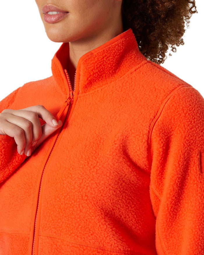 Cherry Tomato Coloured Helly Hansen Womens Imperial Pile Jacket on white background #colour_cherry-tomato