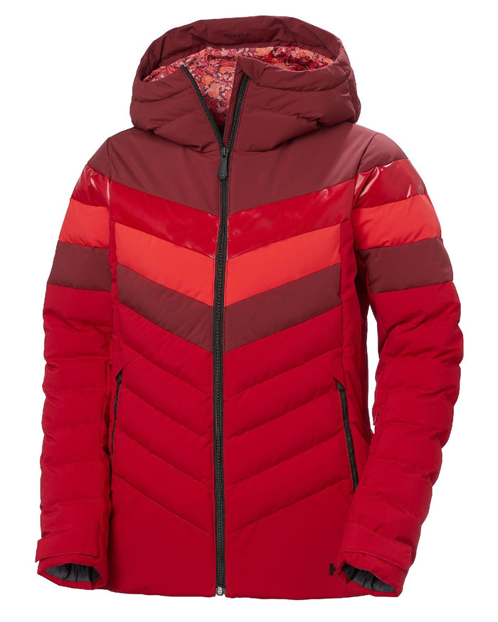 Mars Red Coloured Helly Hansen Womens Imperial Puffy 2.0 Jacket on white background #colour_mars-red