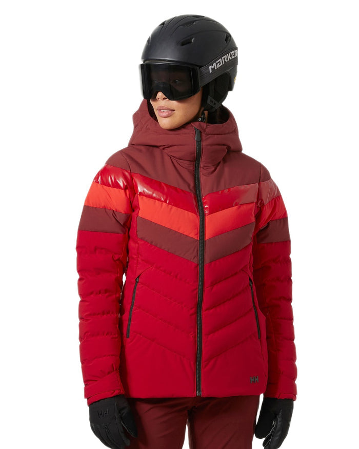 Mars Red Coloured Helly Hansen Womens Imperial Puffy 2.0 Jacket on white background #colour_mars-red
