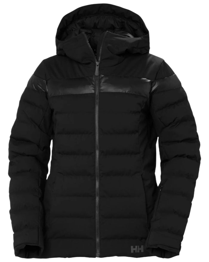 Black Coloured Helly Hansen Womens Imperial Puffy Jacket on white background #colour_black