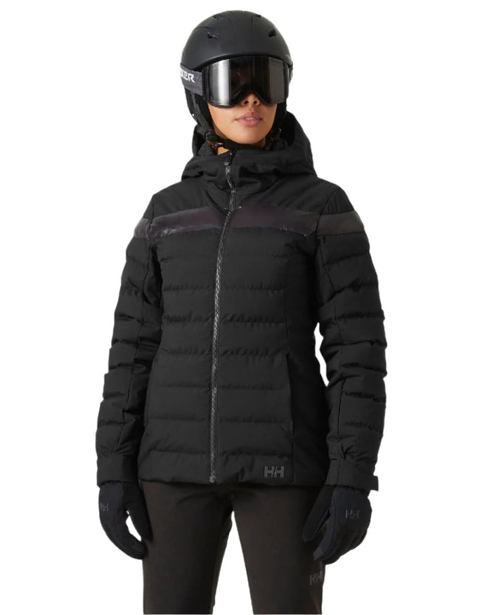 Black Coloured Helly Hansen Womens Imperial Puffy Jacket on white background #colour_black