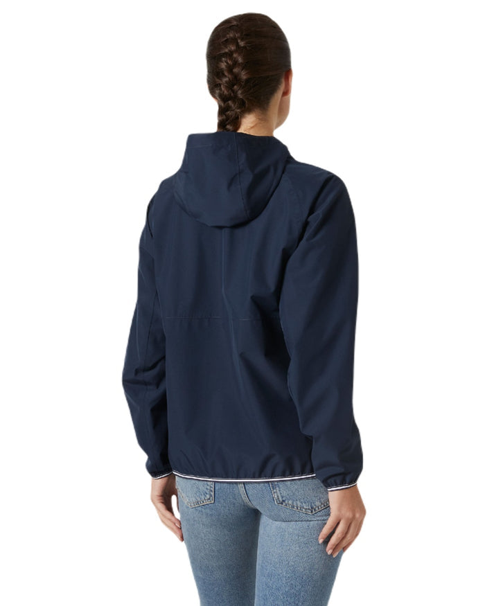 Navy coloured Helly Hansen Womens Koster Rain Jacket on white background #colour_navy