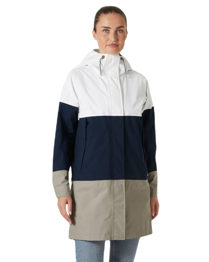 White coloured Helly Hansen Womens Koster Raincoat on white background #colour_white