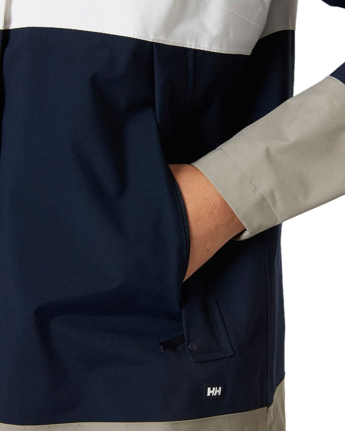 White coloured Helly Hansen Womens Koster Raincoat on white background #colour_white
