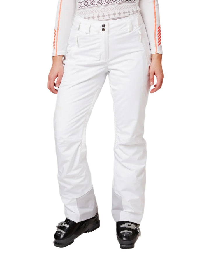 White Coloured Helly Hansen Womens Legendary Insulated Ski Pants on white background #colour_white