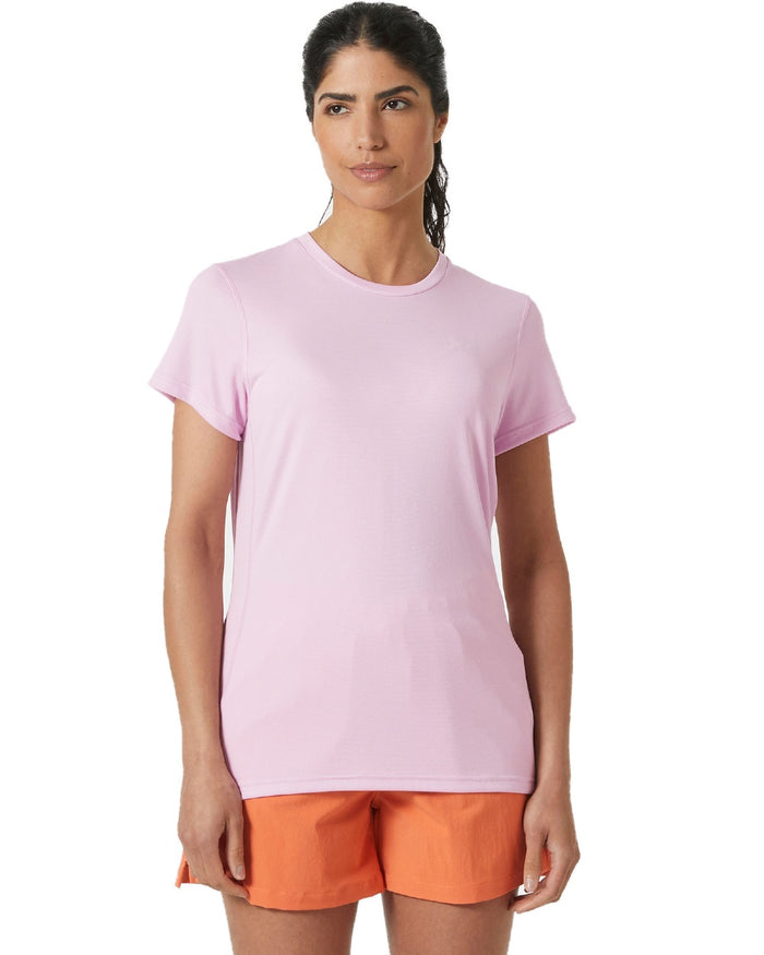 Cherry Blossom coloured Helly Hansen Womens Lifa Active Solen T-Shirt on white background #colour_cherry-blossom