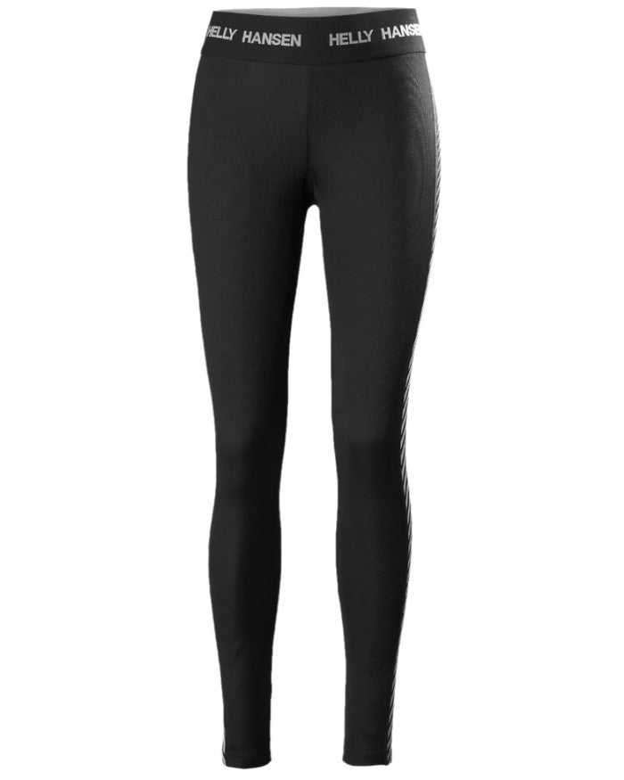 Black Coloured Helly Hansen Womens Lifa Base Layer Pants on white background #colour_black