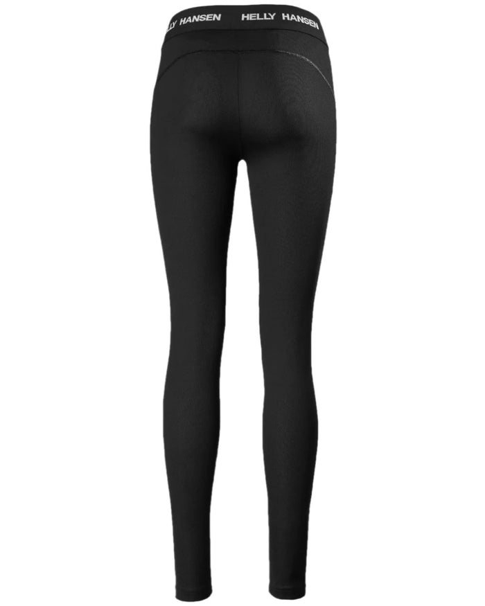 Black Coloured Helly Hansen Womens Lifa Base Layer Pants on white background #colour_black