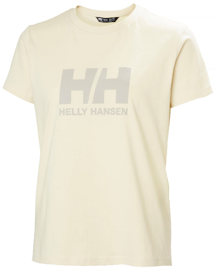 Cream Coloured Helly Hansen Womens Logo T-Shirt 3.0 on white background #colour_cream