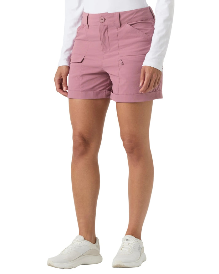 Wildberry coloured Helly Hansen Womens Maridalen Shorts on white background #colour_wildberry