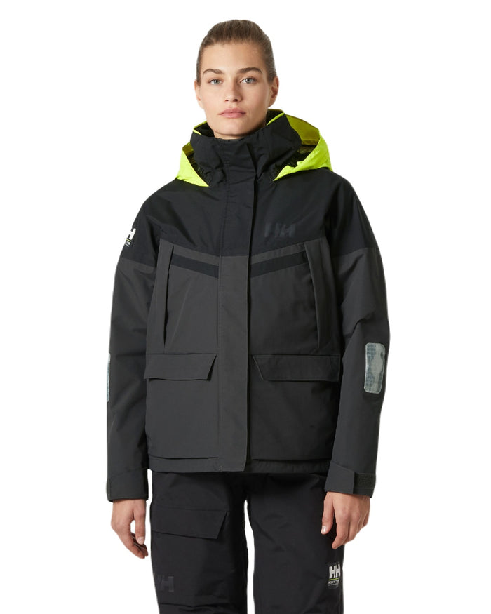 Ebony coloured Helly Hansen Womens Pier 4.0 Jacket on white background #colour_ebony
