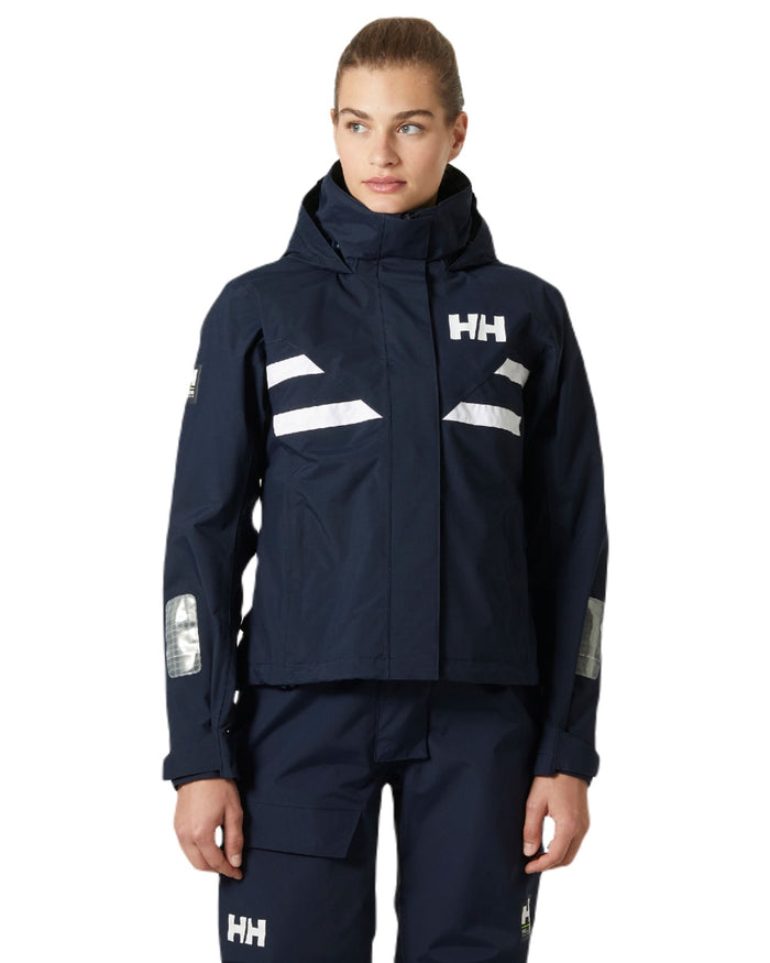 Navy coloured Helly Hansen Womens Quayside Jacket on white background #colour_navy
