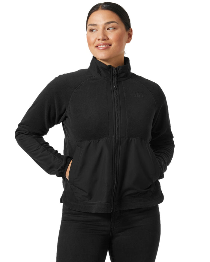 Black coloured Helly Hansen Womens Rig Fleece Jacket on white background #colour_black