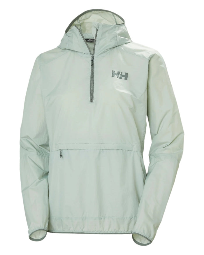 Green Mist coloured Helly Hansen Womens Roam Wind Anorak on white background #colour_green-mist