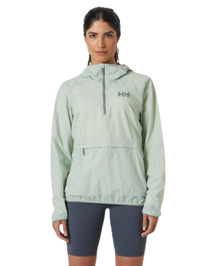 Green Mist coloured Helly Hansen Womens Roam Wind Anorak on white background #colour_green-mist
