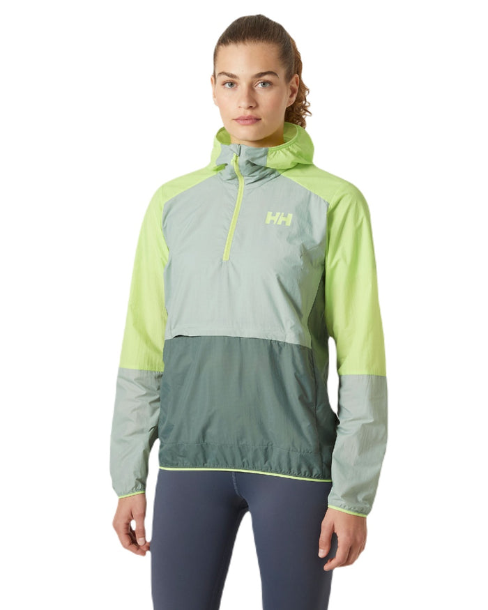 Sharp Green coloured Helly Hansen Womens Roam Wind Anorak on white background #colour_sharp-green