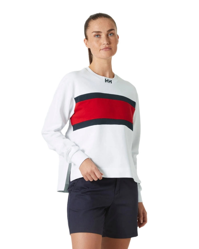 White coloured Helly Hansen Womens Salt Crew Sweatshirt on white background #colour_white