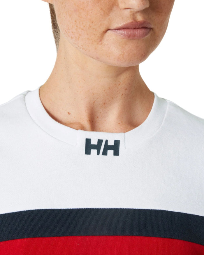 White coloured Helly Hansen Womens Salt Crew Sweatshirt on white background #colour_white