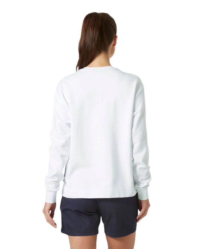 White coloured Helly Hansen Womens Salt Crew Sweatshirt on white background #colour_white