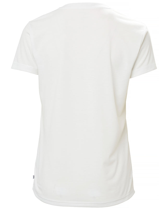 White coloured Helly Hansen Womens Skog Recycled Graphic T-Shirt on white background #colour_white