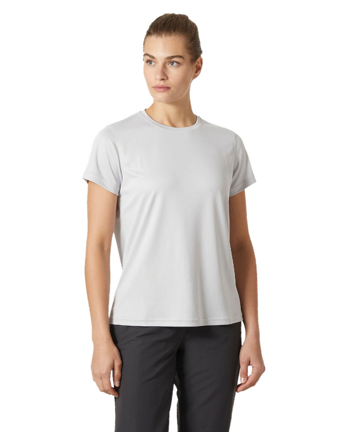 Grey Fog coloured Helly Hansen Womens Tech T-Shirt 2.0 on white background #colour_grey-fog