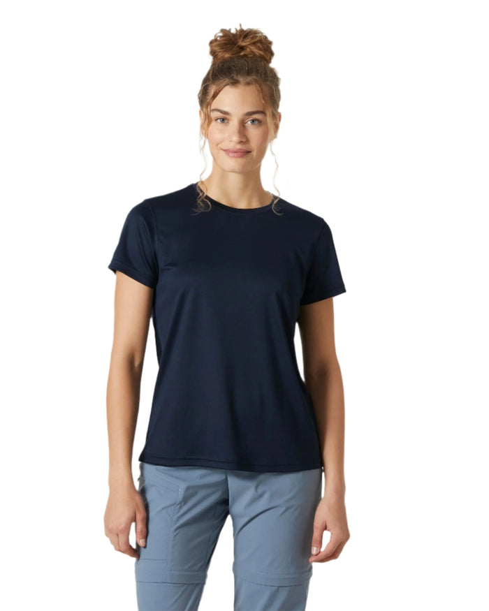 Navy coloured Helly Hansen Womens Tech T-Shirt 2.0 on white background #colour_navy