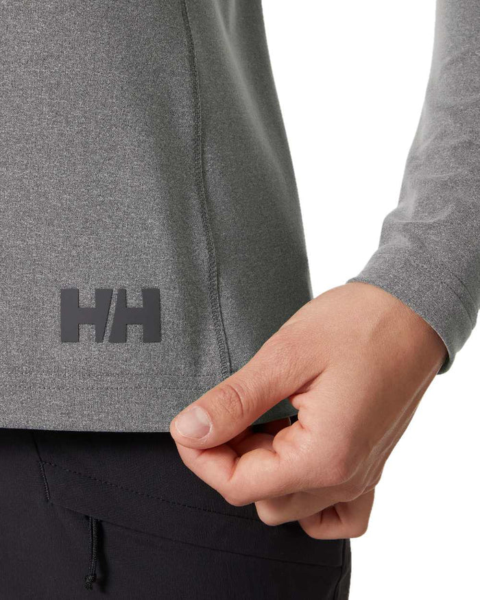 Ebony Melange coloured Helly Hansen Womens Tyri Knit Half Zip Pullover on white background #colour_ebony-melange