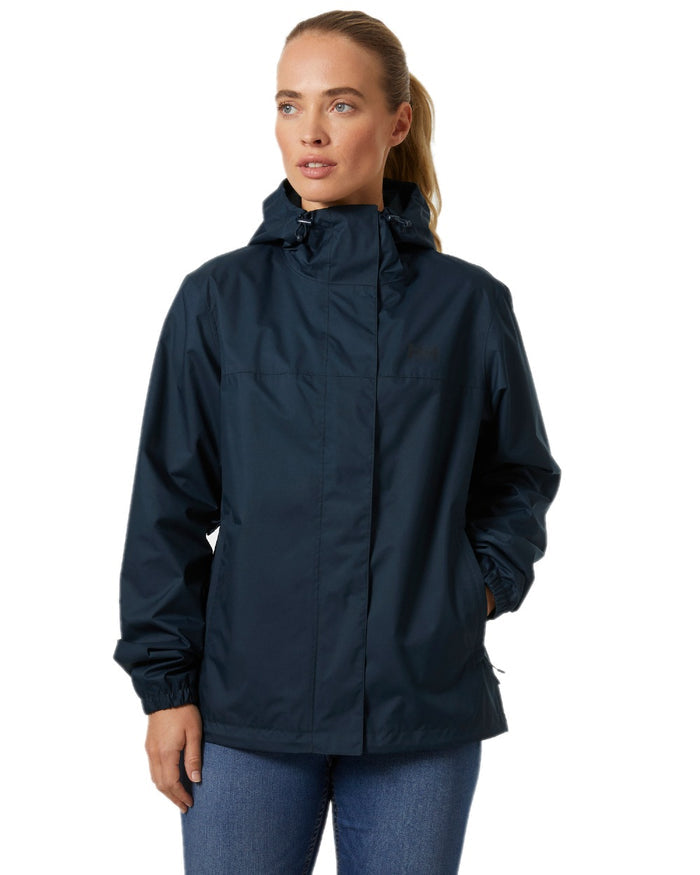Navy coloured Helly Hansen Womens Vancouver Rain Jacket on white background #colour_navy