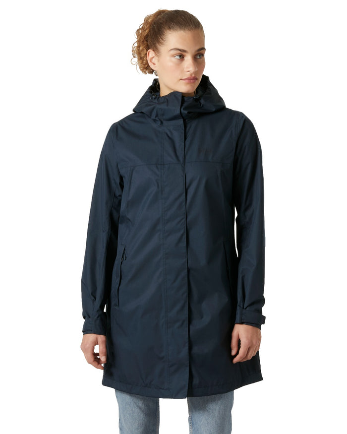 Navy coloured Helly Hansen Womens Vancouver Raincoat on white background #colour_navy