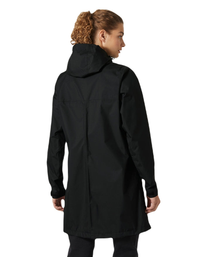 Black coloured Helly Hansen Womens Vancouver Raincoat on white background #colour_black