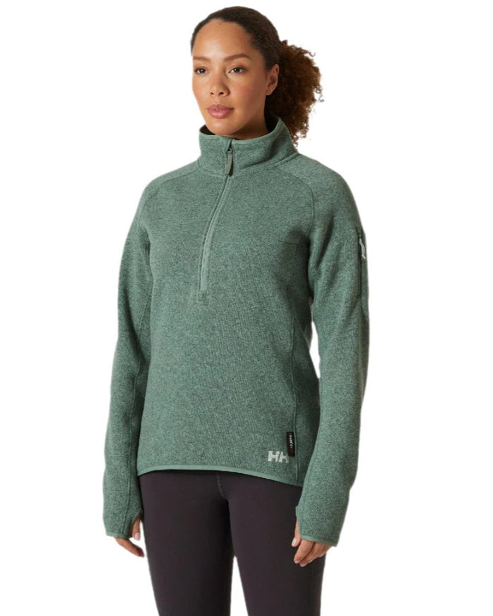 Cactus Coloured Helly Hansen Womens Varde Half Zip 2.0 on white background #colour_cactus