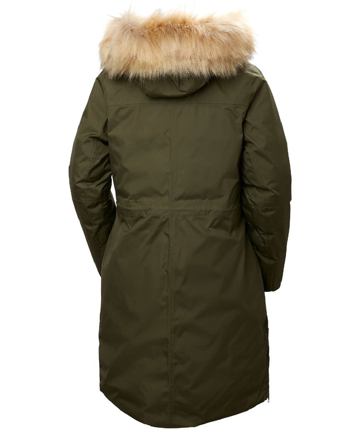 Utility Green Coloured Helly Hansen Womens Vega Parka on white background #colour_utility-green