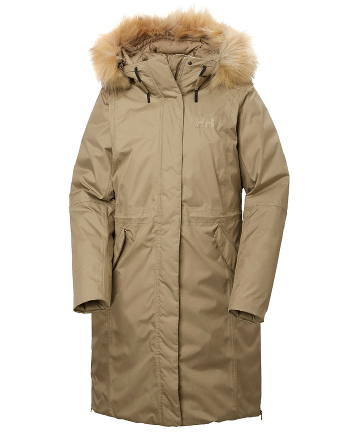 Pebble Coloured Helly Hansen Womens Vega Parka on white background #colour_pebble