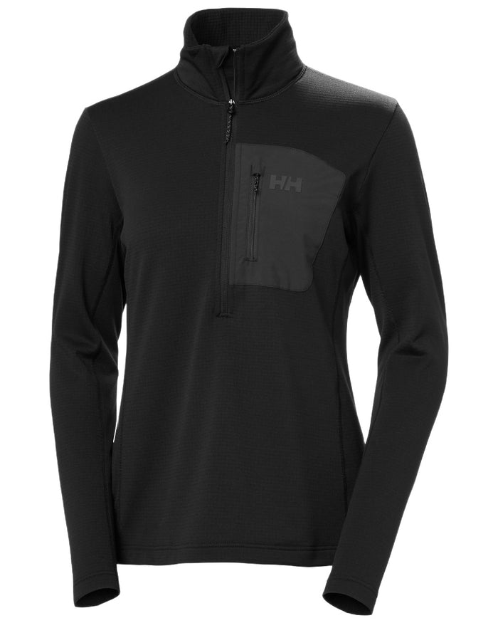 Black Coloured Helly Hansen Womens Versalite Half Zip Fleece on White Background
#colour_black