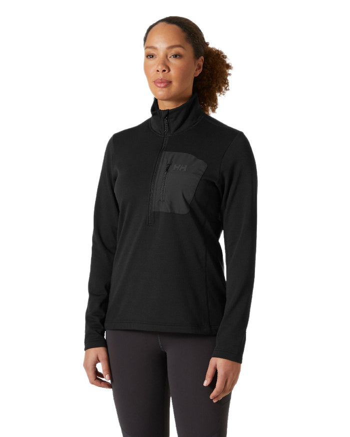 Black Coloured Helly Hansen Womens Versalite Half Zip Fleece on White Background
#colour_black
