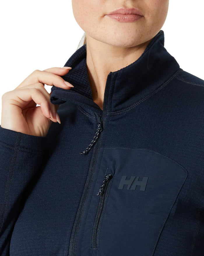Navy coloured Helly Hansen Womens Versalite Half Zip Fleece on white background #colour_navy