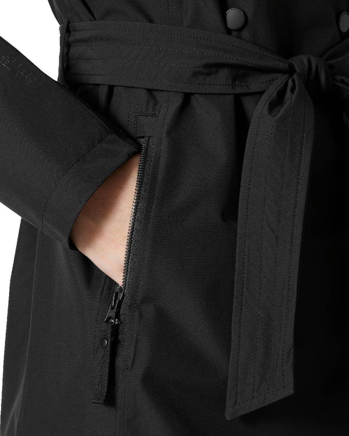 Black Coloured Helly Hansen Womens Welsey II Trench Coat on white background #colour_black
