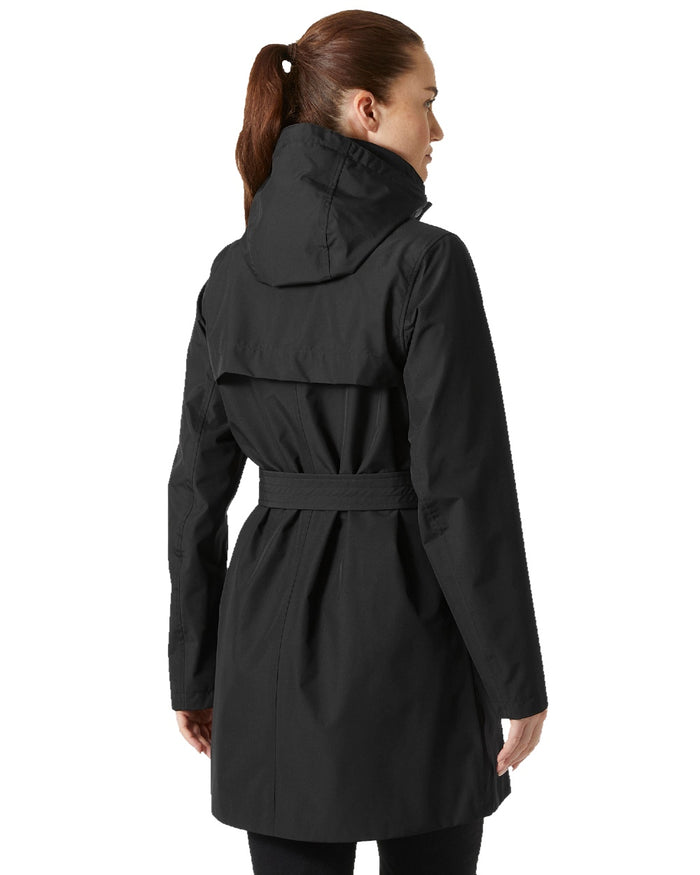 Black Coloured Helly Hansen Womens Welsey II Trench Coat on white background #colour_black