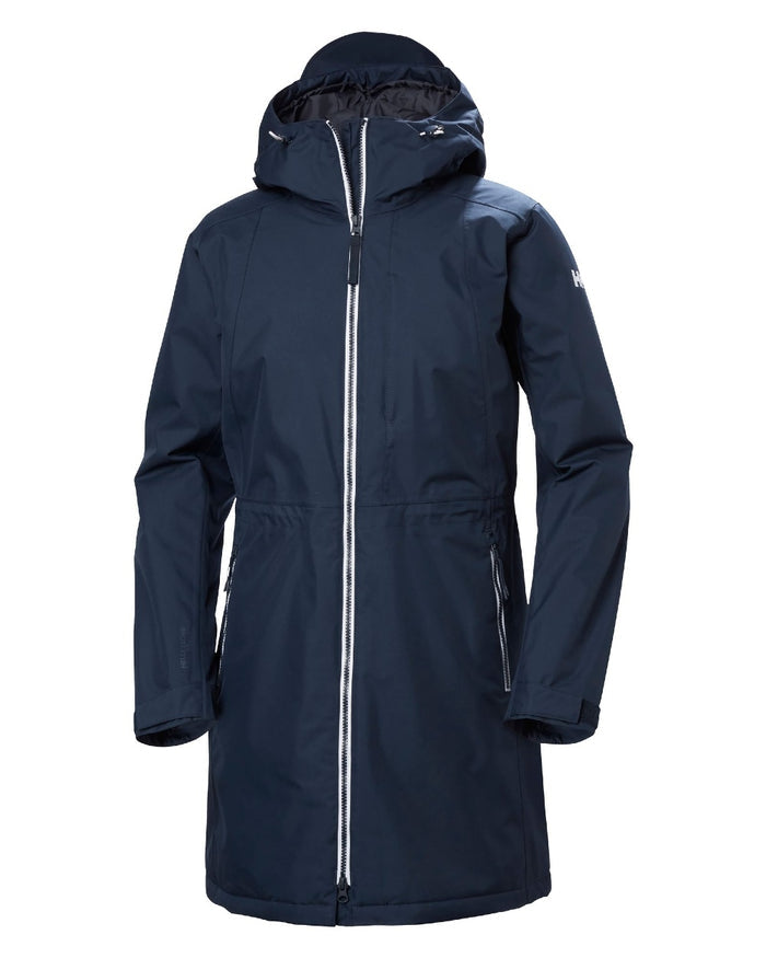 Navy Coloured Helly Hansen Womens Westport Insulated Coat on white background #colour_navy