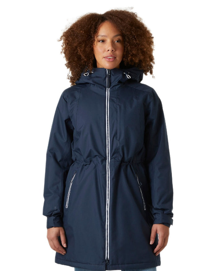 Navy Coloured Helly Hansen Womens Westport Insulated Coat on white background #colour_navy