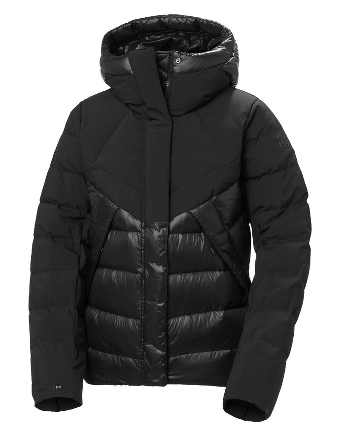 Black Coloured Helly Hansen Womens Winter Bliss Down Jacket on white background #colour_black
