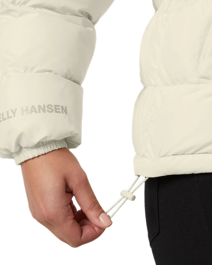 Cream Coloured Helly Hansen Womens YU 23 Reversible Puffer Jacket on white background #colour_cream