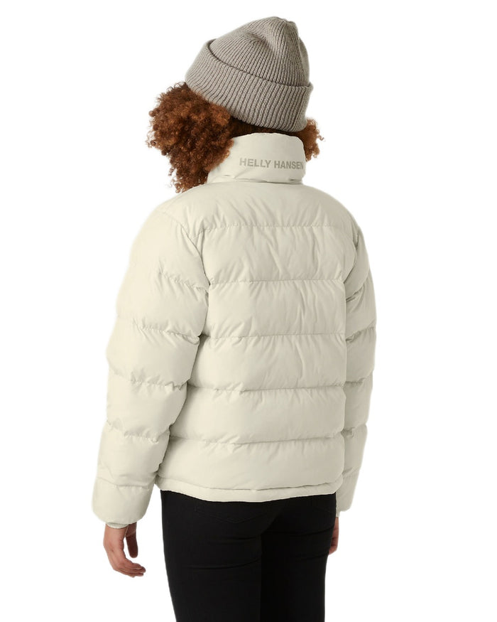 Cream Coloured Helly Hansen Womens YU 23 Reversible Puffer Jacket on white background #colour_cream
