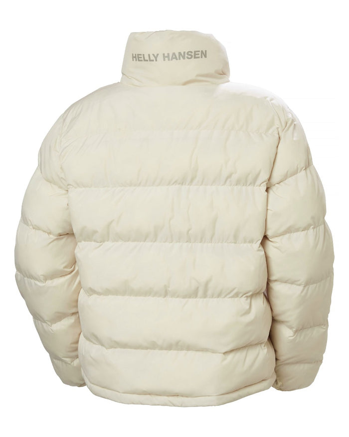 Cream Coloured Helly Hansen Womens YU 23 Reversible Puffer Jacket on white background #colour_cream