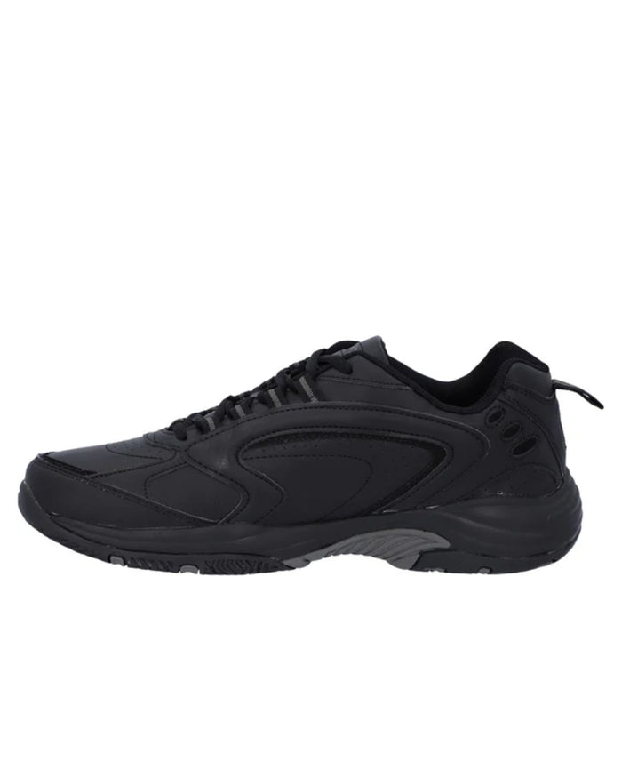 Black Coloured Hi-Tec Blast Lite Trainers On A White Background #colour_black