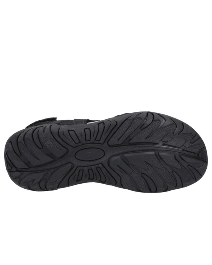 Black Grey Red Coloured Hi-Tec Crater Sandals On A White Background #colour_black-grey-red