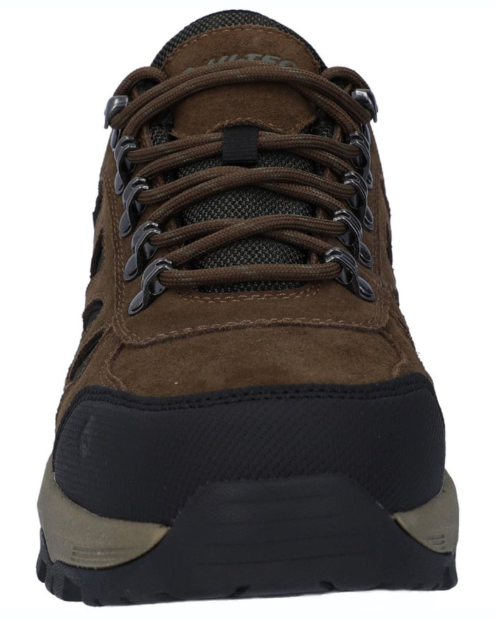 Smokey Brown Khaki coloured Hi-Tec Mens Bandera Expedition Low Hikers Shoes on white background #colour_smokey-brown-khaki