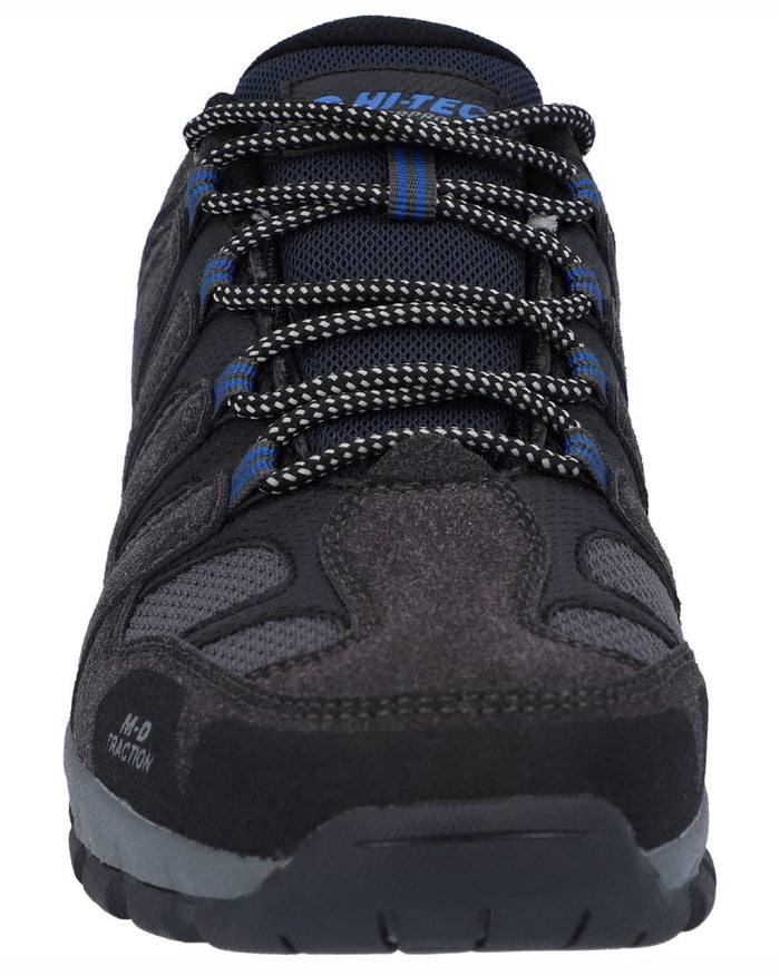 Charcoal coloured Hi-Tec Mens Corzo Low Boots on white background #colour_charcoal
